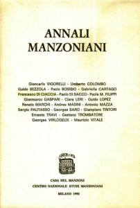 Copertina, Annali Manzoniani