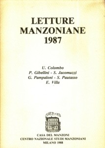 Copertina, Letture manzoniane, 1988