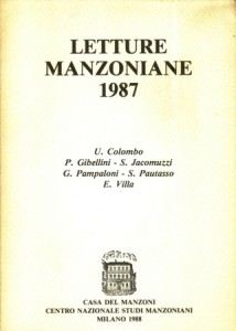 Copertina, Letture manzoniane, 1988